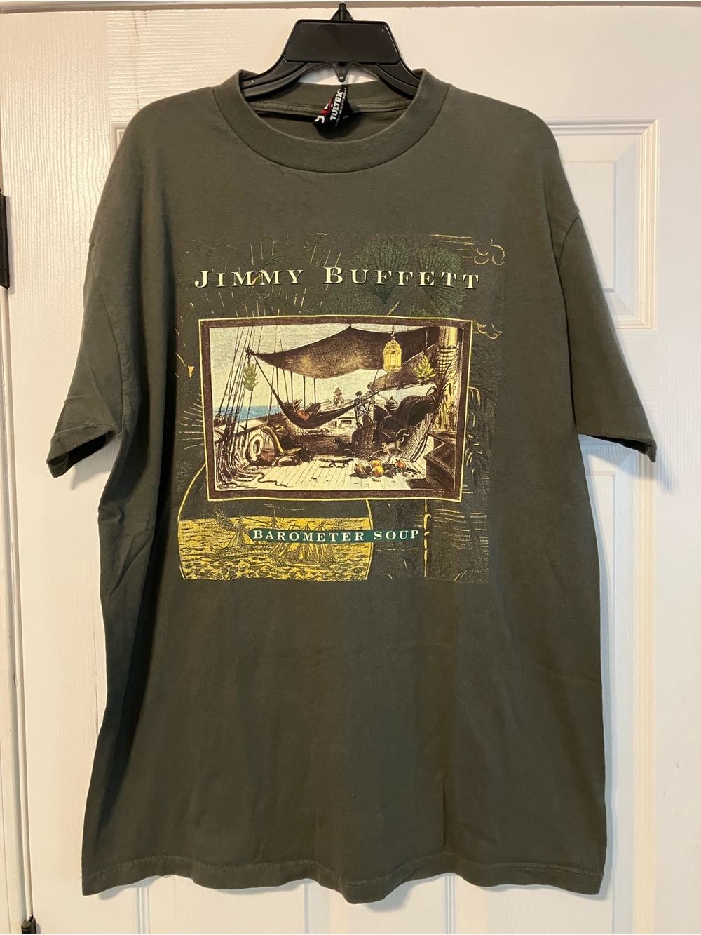 Vintage 1995 Jimmy Buffet Tour Mens Size XL Green Buffett Barometer Soup
